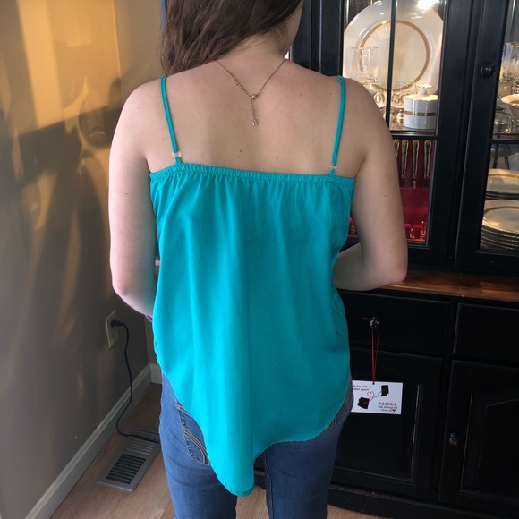 Green Margo & Sebastian Lace Accented Tank Top - Picture 3 of 5